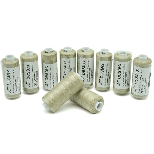 Нитки швейные бытовые Bestex 40/2, 365 м (400 ярд) / 10 кат., 156 серо-молочный