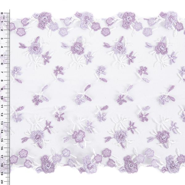 Кружево на сетке широкое 180 мм / 14 м, ±1 Турция, лиловый, Gamma GCKM-180-06