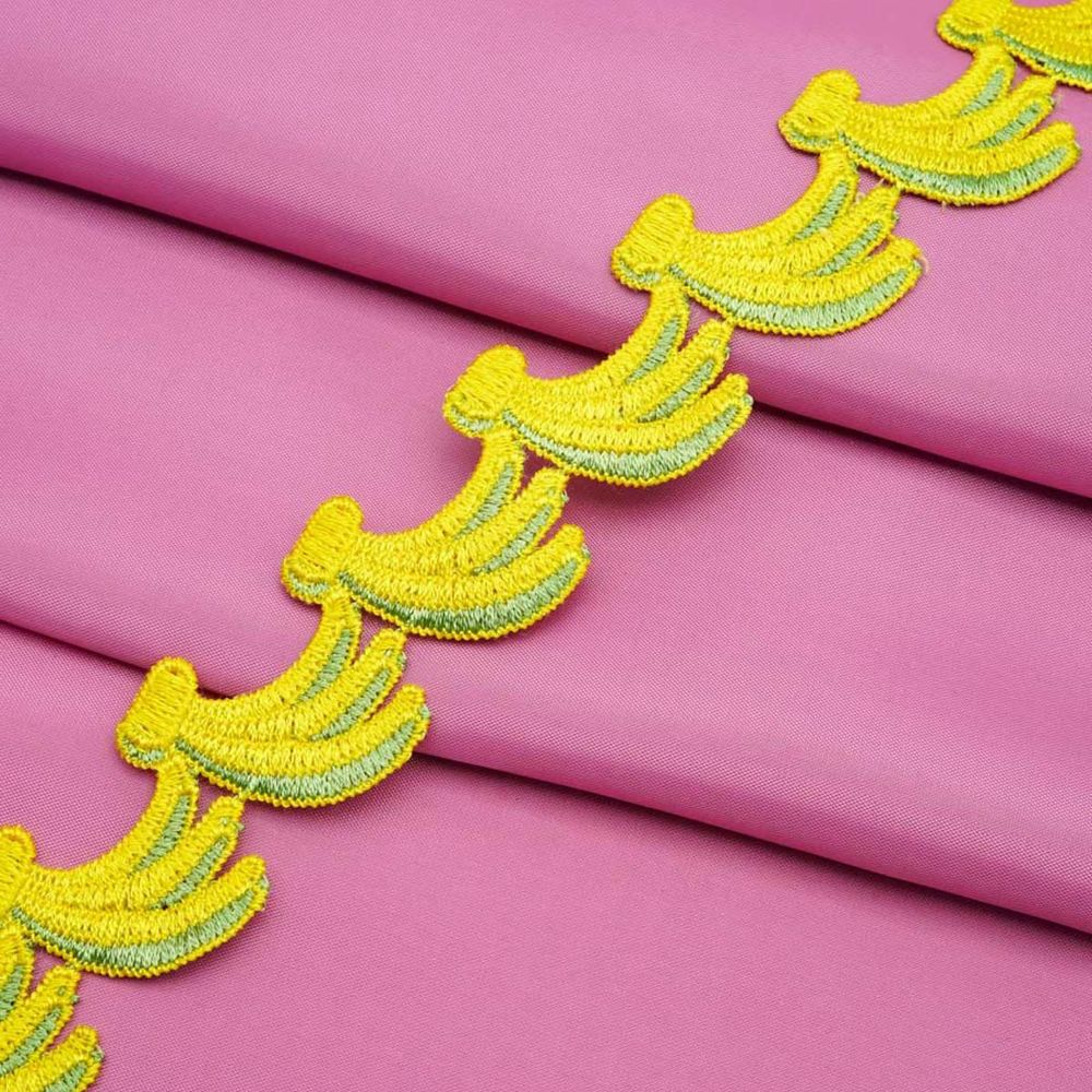 Кружево гипюр (плетёное) 30 мм / 3.4 метра ±4 см, бананы, цвет желтый