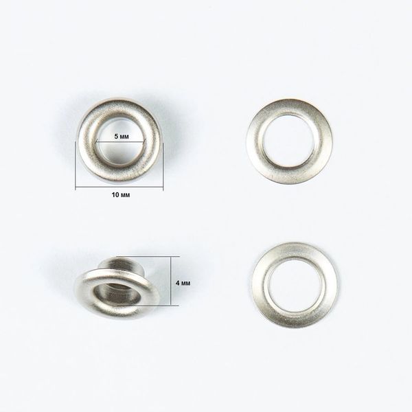 Люверсы металл ⌀_5.0 мм (внутр.), серебро, 100 шт, S090803, BIG