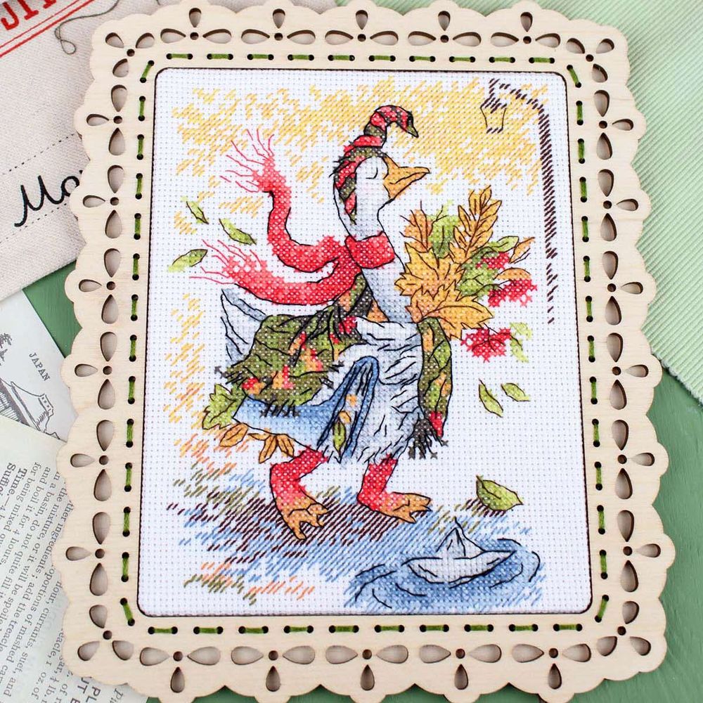 Набор для вышивания нитками МП Студия, Осенняя прогулка 18х13см
