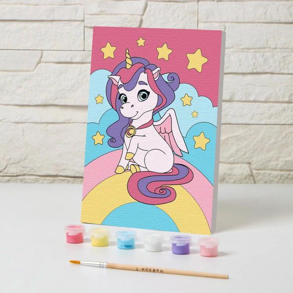 Картина по номерам Арт Узор, Единорог на радуге 21х15 см