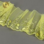 Кружево на сетке (вышитое) 135мм цв.желтый, левая, 6м, Kruzhevo