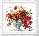 Набор для вышивания нитками Чудесная игла, Красные маки, 27х24 см