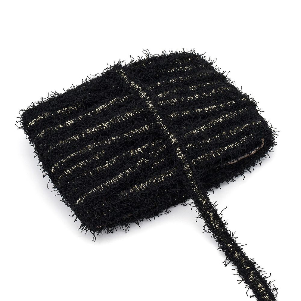 Тесьма отделочная твидовая 25 мм / 41.14 метра, с люрексом, черный/золото, 3Al280