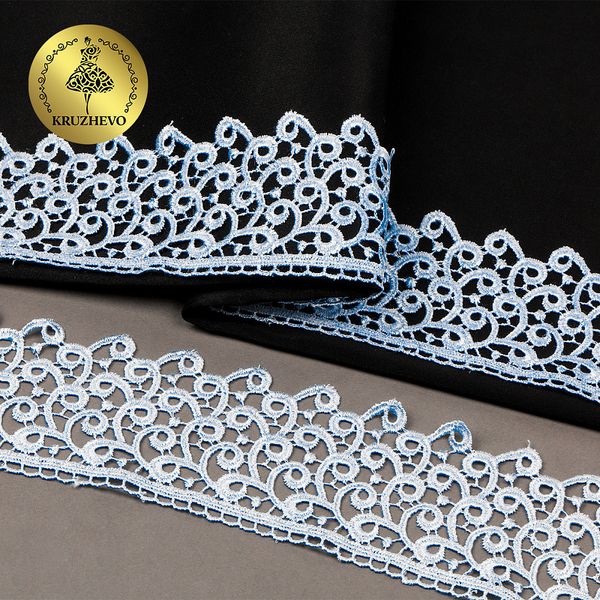 Кружево гипюр (плетёное) 80 мм, TR.8G8386, цв.10 голубой уп.12м, Kruzhevo