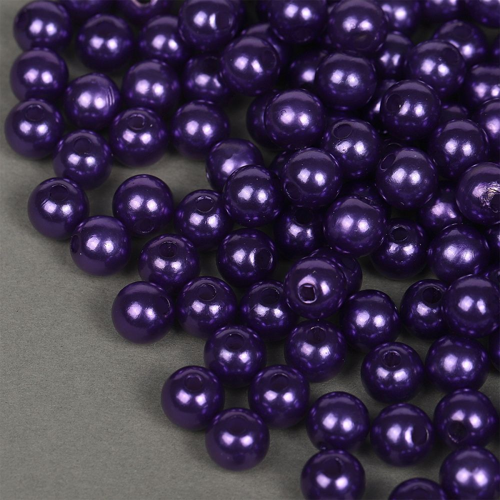 Бусины пластик (перламутр) ⌀8 мм, цв.133 фиолетовый, уп.500г (2130 шт), Magic4Hobby