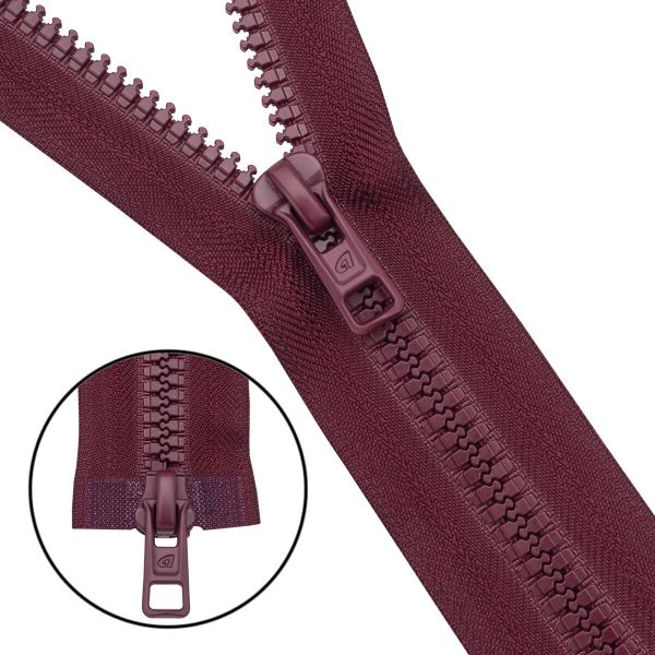 Молния трактор Arta Т6 (6 мм) 2 зам., разъем., 80 см, (2077), A048 т.бордовый, НОВЫЙ МАТОВЫЙ ЗАМОК, уп.5 штук