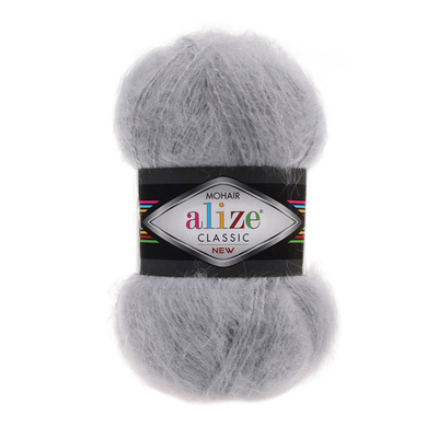 Пряжа Alize (Ализе) Mohair Classic New / уп.5 мот. по 100 г, 200м, 021 серый A