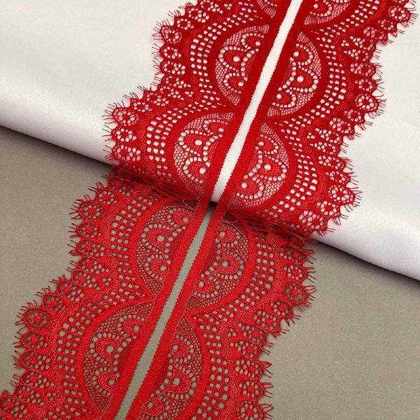 Кружево эластичное (стрейч) 60 мм / 2.7 метра, C820 красный, QYE-021