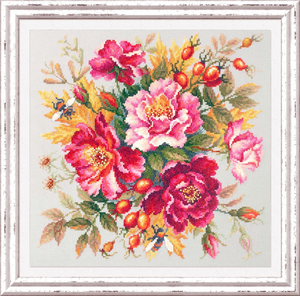 Набор для вышивания нитками Чудесная игла, Магия цветов. Шиповник 30х30 см