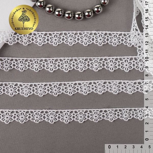 Кружево гипюр (плетёное) 15 мм / 13.71 метров, TBY.8GB0732, цв.01 белый