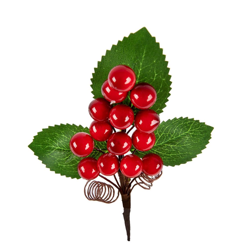 Веточка декоративная с ягодами 18 см, 3 шт, 01, Blumentag