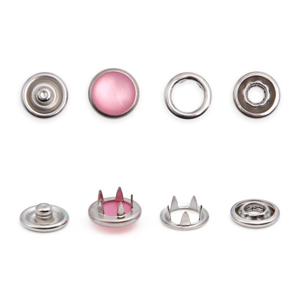 Кнопка рубашечная (джерси) жемчужинка ⌀9.5 мм, ≈1440 шт, МЕТАЛЛ, акрил, 133 розовый, NEW STAR