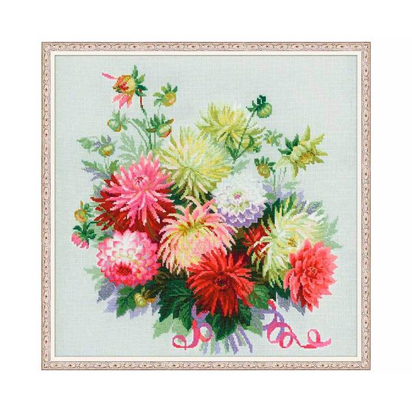 Набор для вышивания нитками Риолис, Георгины, 45х45 см