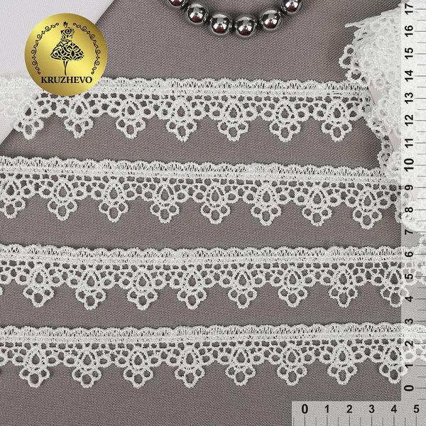 Кружево гипюр (плетёное) 25 мм / 13.71 метров, TBY.4GB2501, цв.1 белый