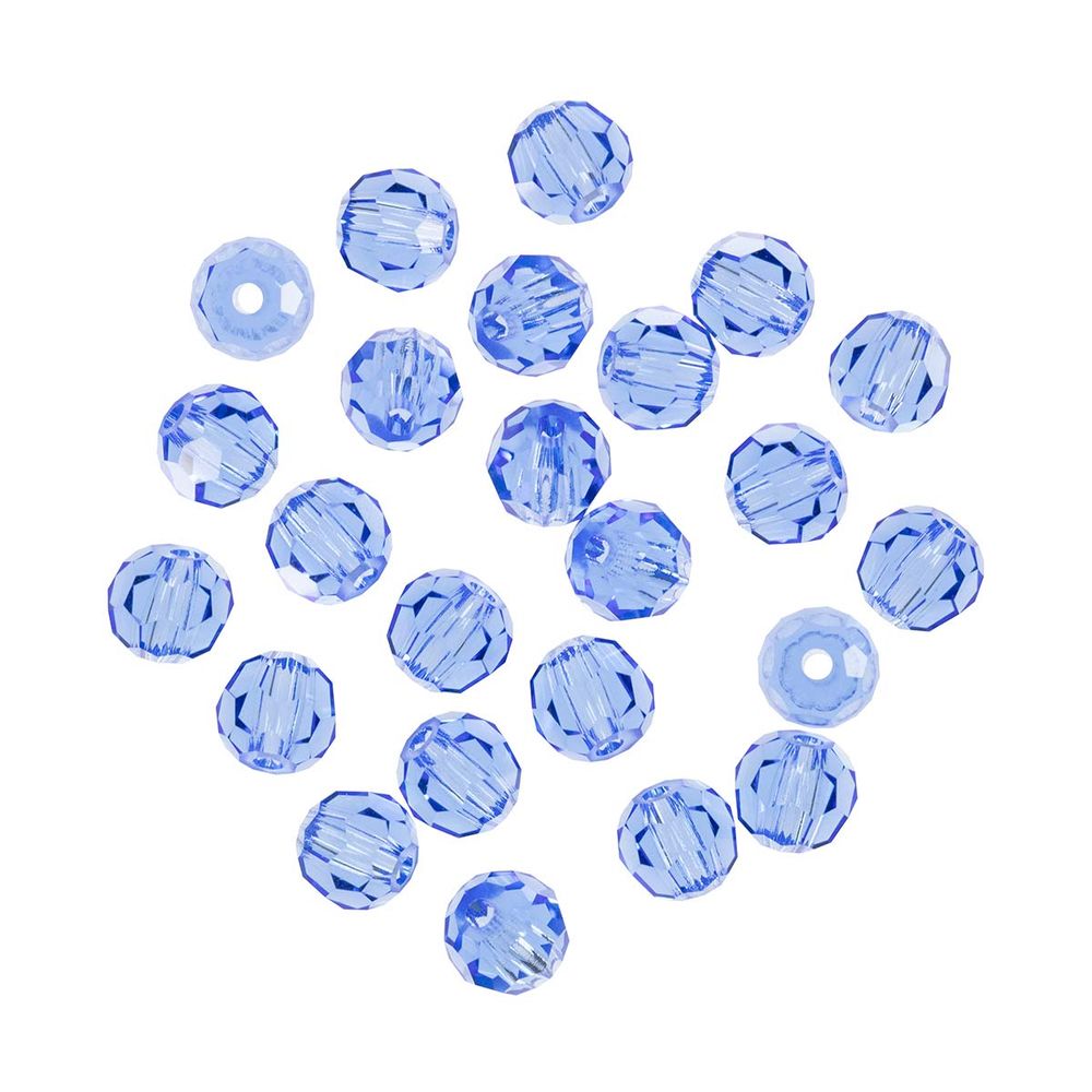Бусины стекло ⌀3 мм, 24 шт, светло-синий/sapphire, Preciosa 451-19-602