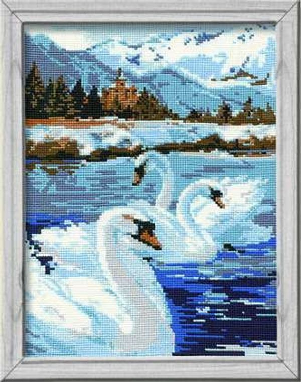 Набор для вышивания нитками Риолис, Лебеди 26х38 см