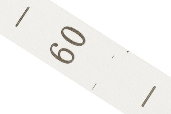 Этикетка-размерник п/э, размер 60 белый 10х25 мм ТВ в рул. 300 шт