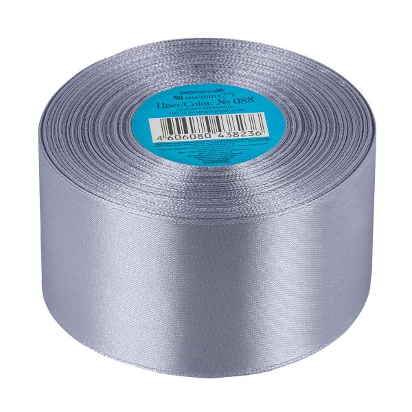 Лента атласная 1-сторонняя 50.0 мм / 33±2 метра, 088 стальной, Gamma
