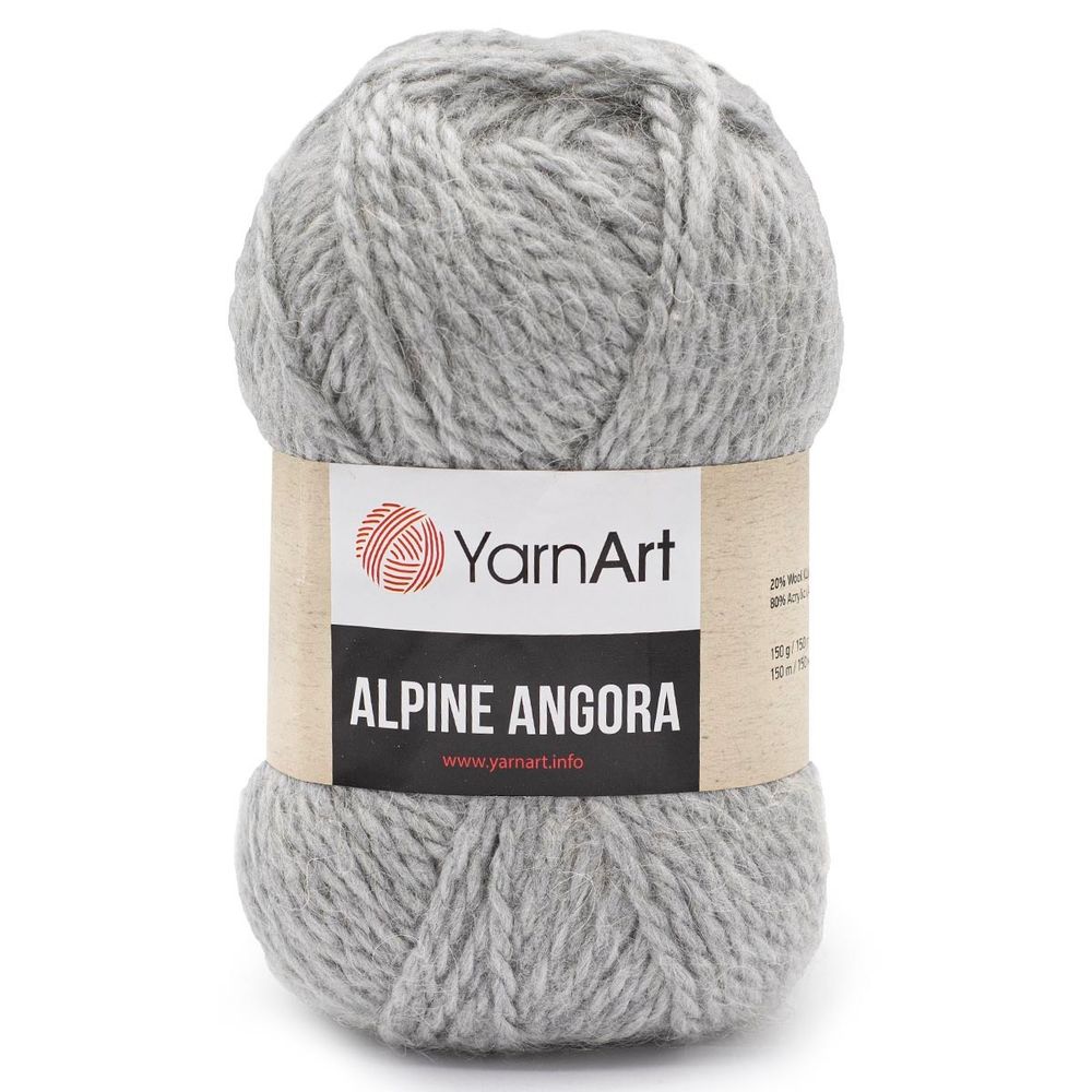 Пряжа YarnArt (ЯрнАрт) Alpine Angora / уп.3 мот. по 150 г, 150м, 334 светло-серый