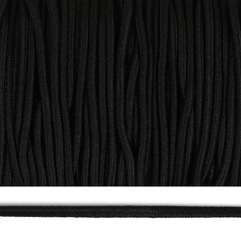 Резинка шляпная (шнур эластичный) 2.5 мм / 100 метров, цв.F322 черный