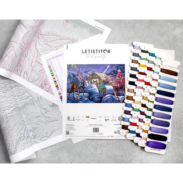 Набор для вышивания нитками LetiStitch L8108, Три короля 41х27см