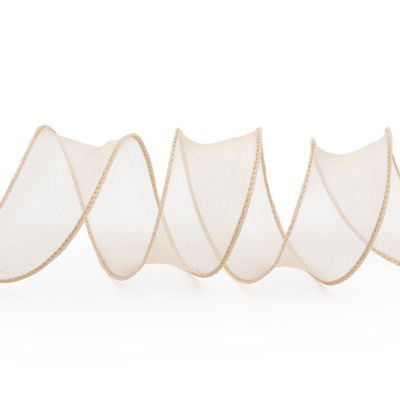 Лента декоративная с волнистым краем 38.0 мм / 18.29±1 метров, 100% органза, (32 золото)