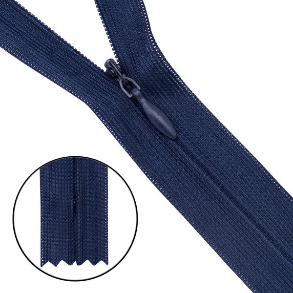 Молния потайная (скрытая) Т3 (3 мм) 1 зам., н/раз., 20 см, нейлон, F330 синий, 10 шт
