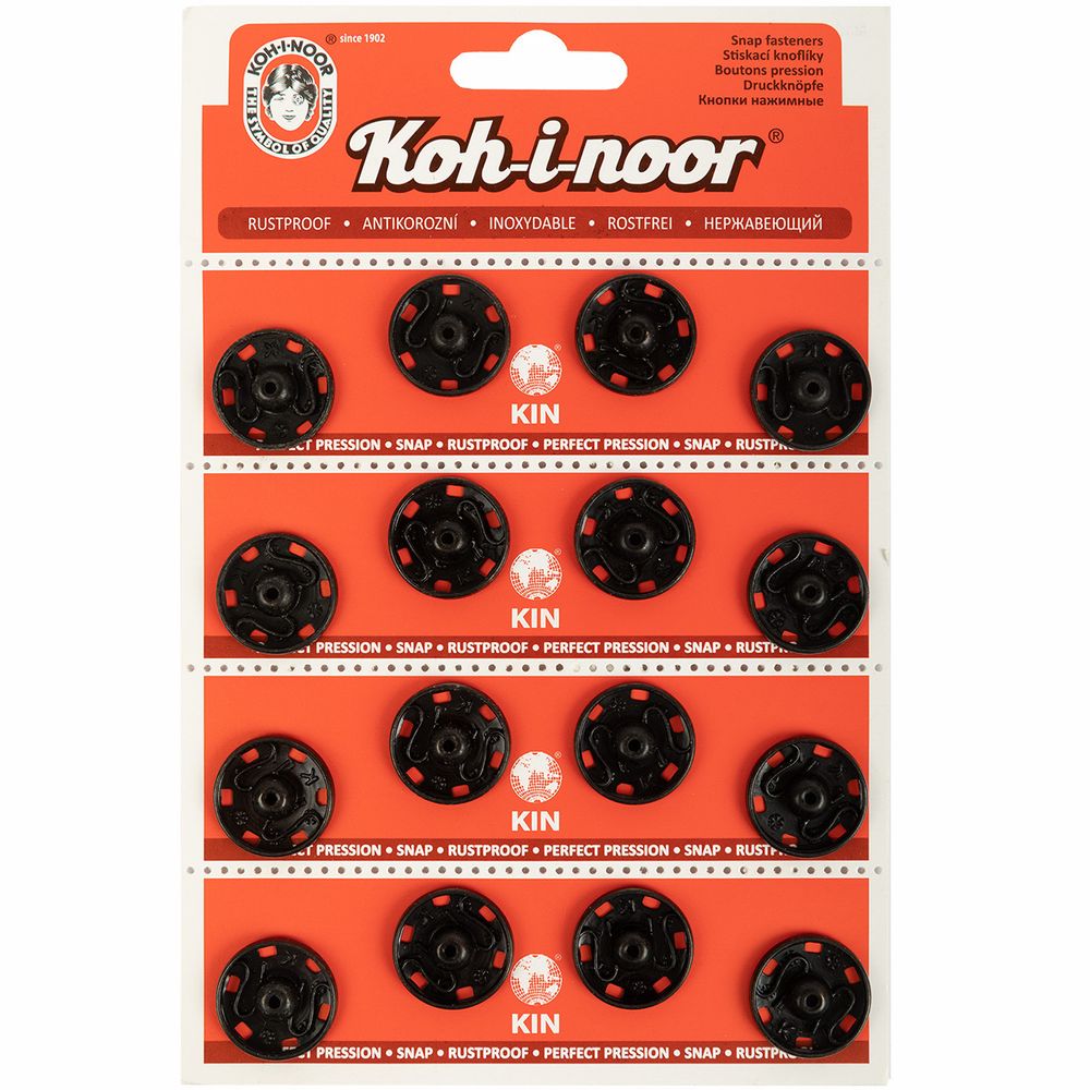 Кнопка пришивная металл ⌀21.0 мм, 4х4 шт, черный, KOH-I-NOOR 10 (KIN1000 №8)