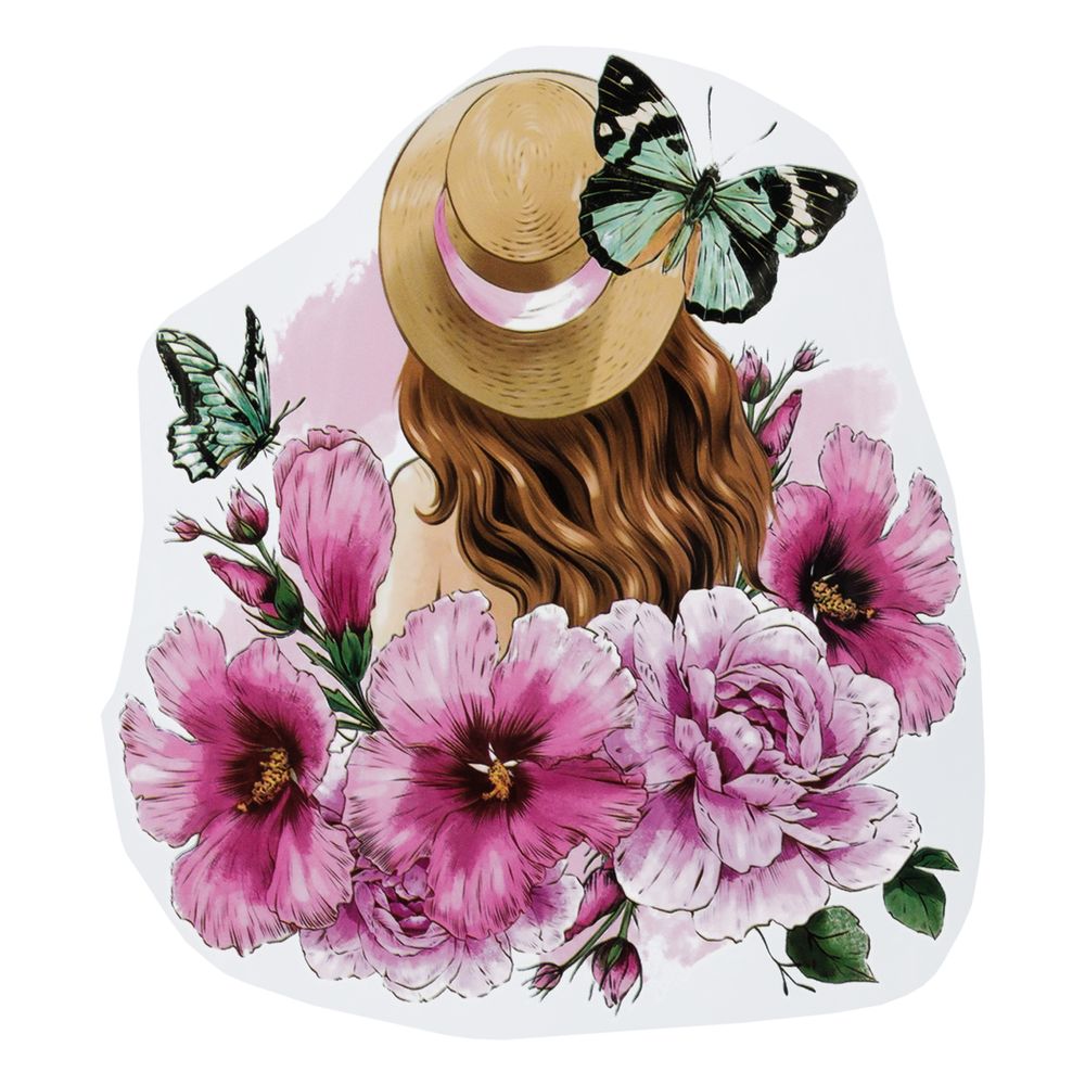 Термотрансфер, 1 шт, М-225 девушка в шляпе 15.3х17 см, Gamma M №02