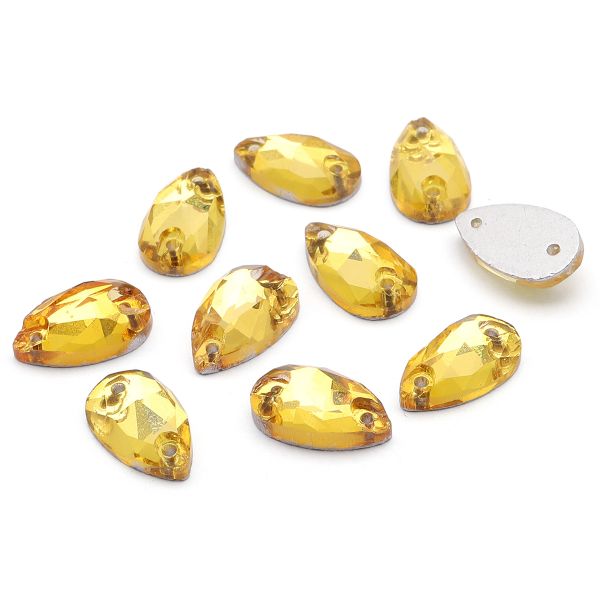 Хрустальные стразы пришивные формы капля, желтый 7х12 мм 10 шт/упак., ХК004НН712