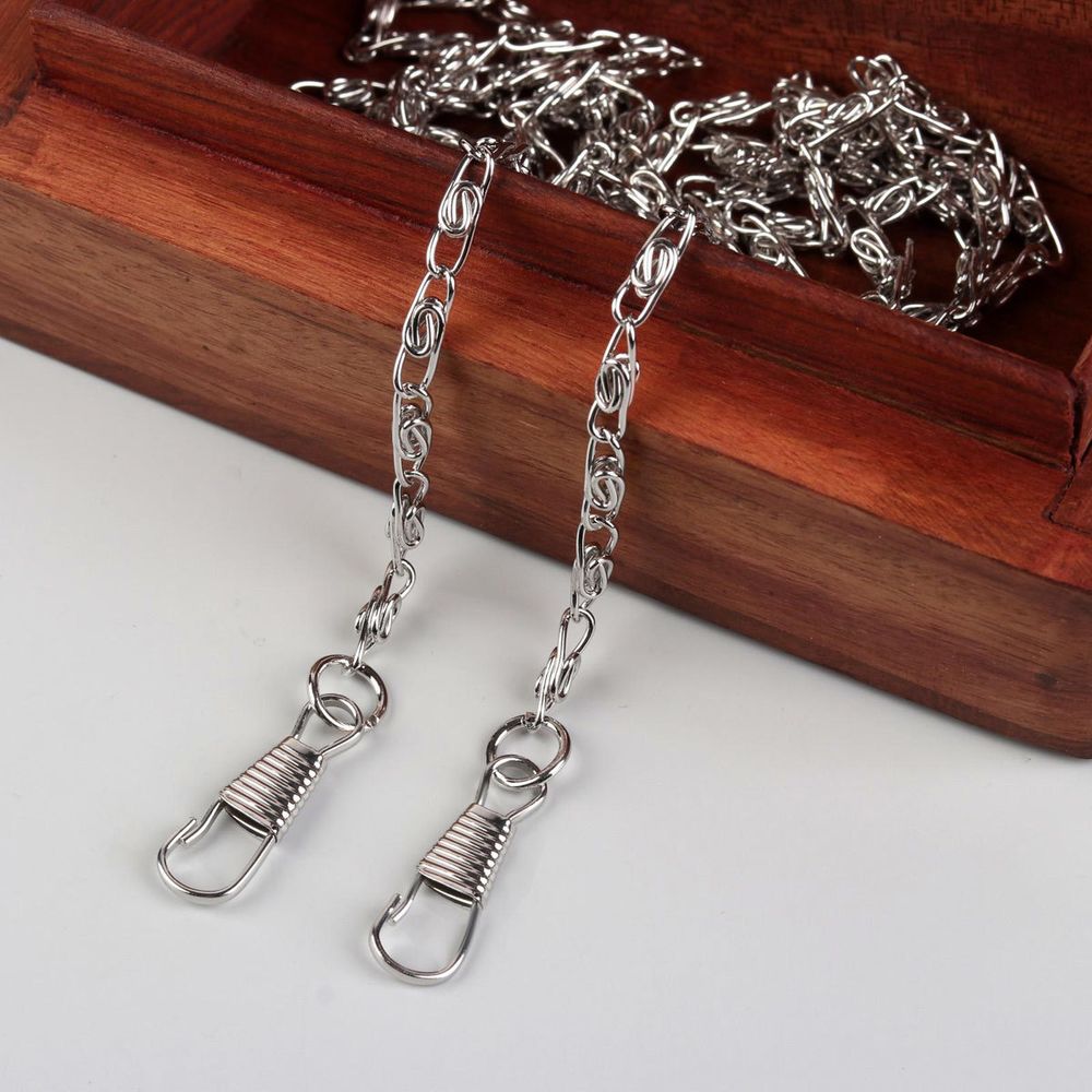 Цепочка для сумки с карабинами 120см 13х4мм серебряный