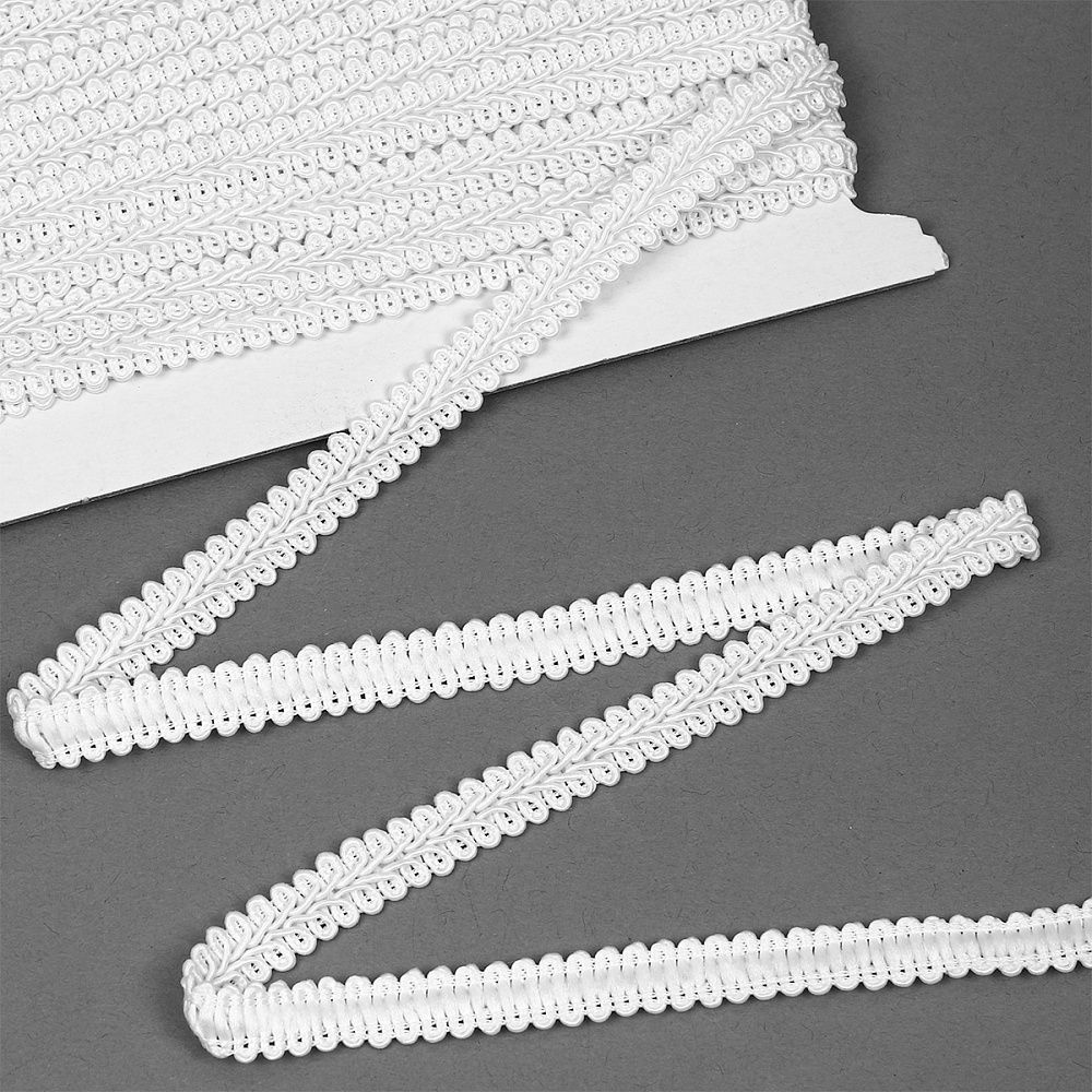 Тесьма Шанель плетеная 8 мм, 0384-0017 цв.белый уп.9м