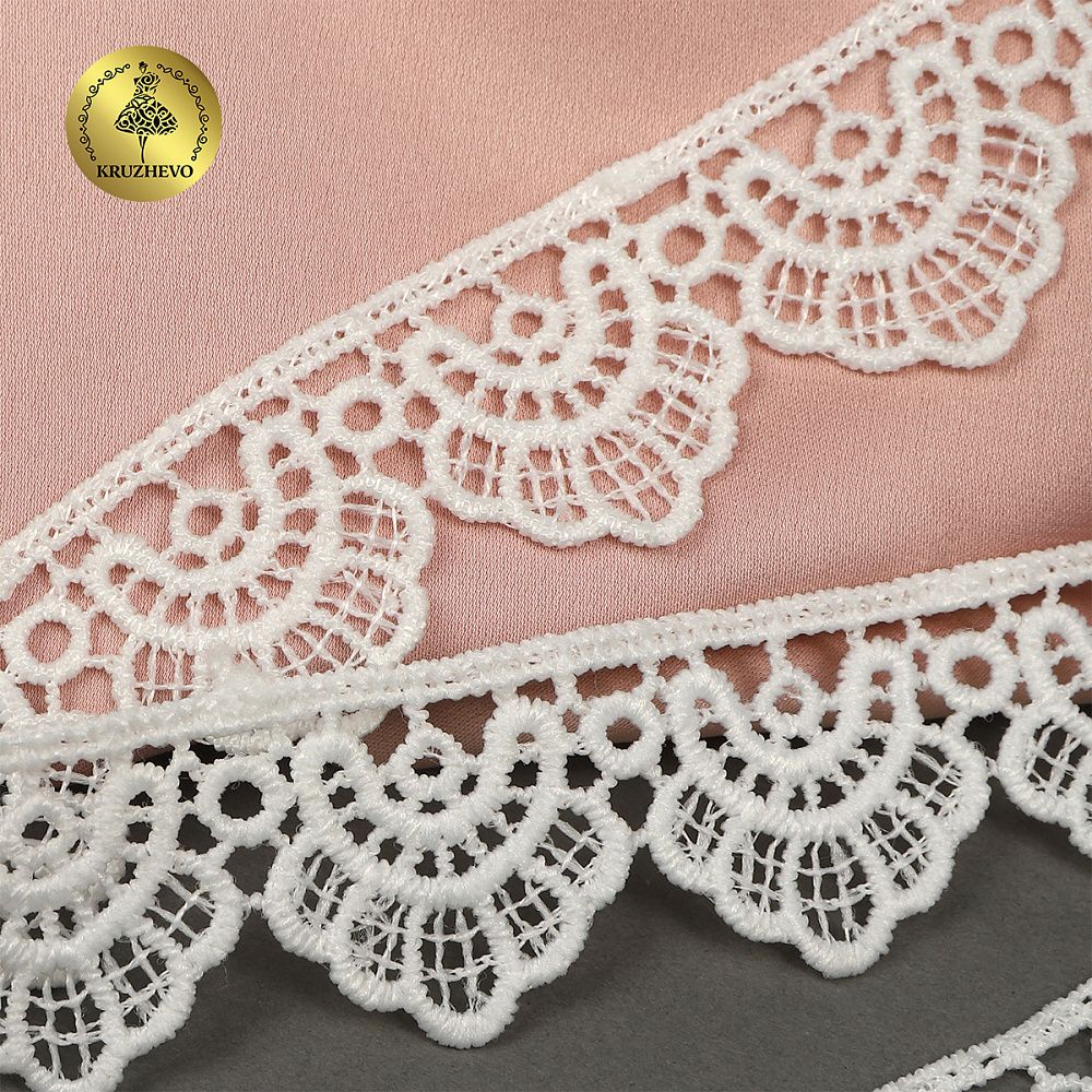 Кружево гипюр (плетёное) 25 мм / 3 метра, арт.0461, цв.01 белый