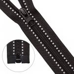 Молния спираль (витая) Т5 (5 мм) 1 зам., разъем., 80 см, светоотражающая, цв. черный, 5 шт
