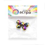 Бусины стекло ⌀12 мм, 5 шт, Астра Premium, 5-радужный
