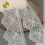 Кружево на сетке широкое 110 мм, 40485, цв.W0115 молочный уп.13.7м, Kruzhevo