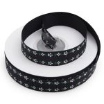 Лента репсовая (в рубчик) Цветочный орнамент 1,5см*22.86 м (черный)