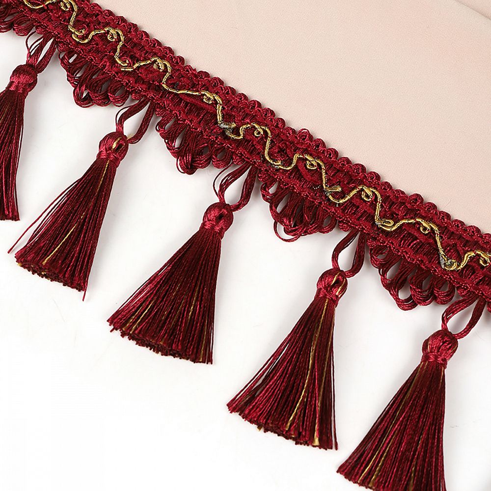 Бахрома отделочная широкая 100.0 мм / 10 метров, с кистями, 6152-0327, цв.6393 красный