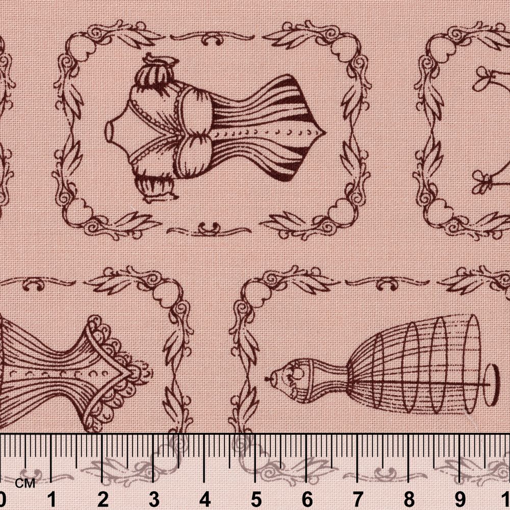 Ткань для пэчворка Peppy Век моды, рулон 112 см / 5 метров, ВМ-17 розовый, Peppy