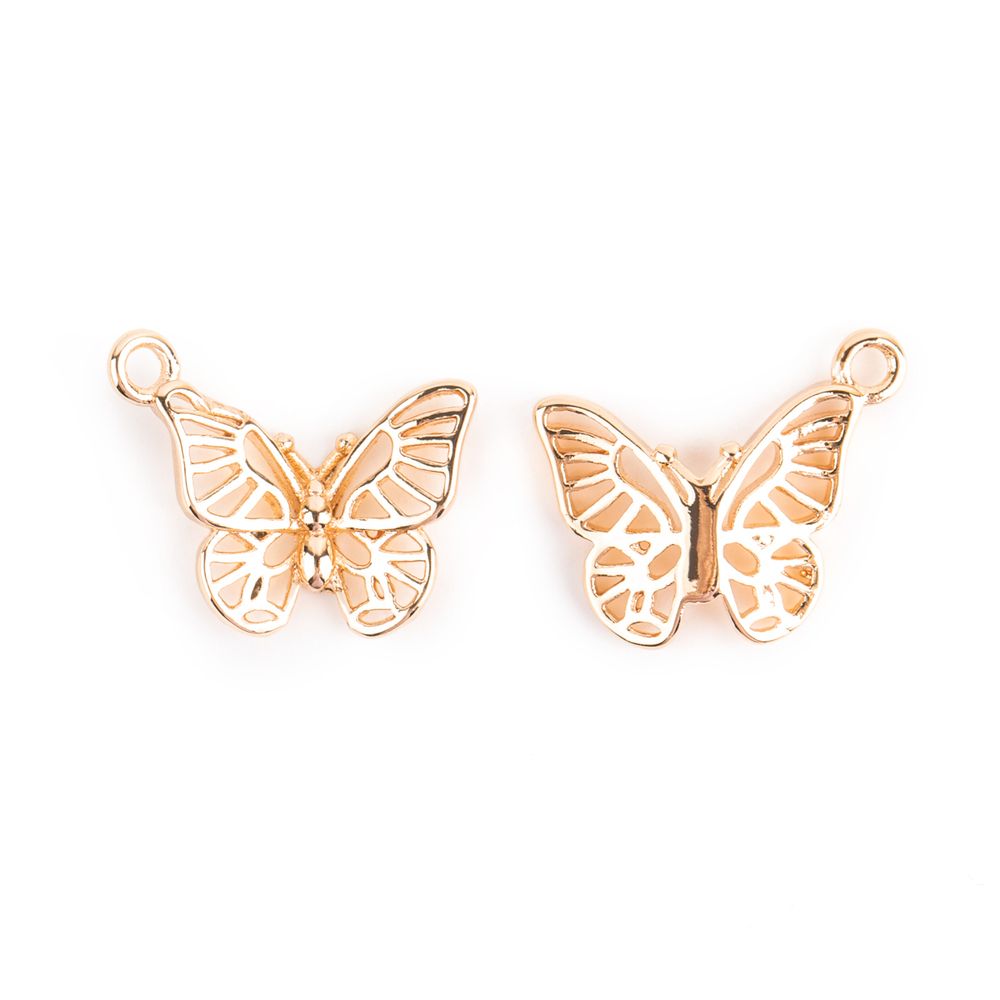 Подвеска для бижутерии бабочка 12х14 мм, 10 шт (5х2 шт), 02 под золото, Zlatka FMK-P05