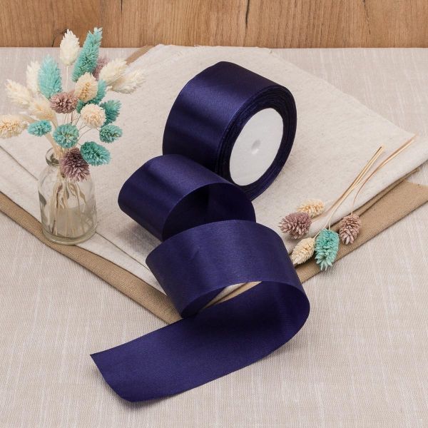 Лента атласная 1-сторонняя 50.0 мм / 22.86±1 метров, аналог 7730446, 77 т.синий, DDZ2401, Globus