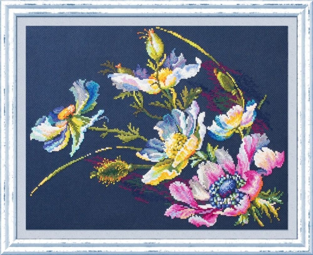 Набор для вышивания нитками Чудесная игла, Загадочные анемоны, 40x30 см