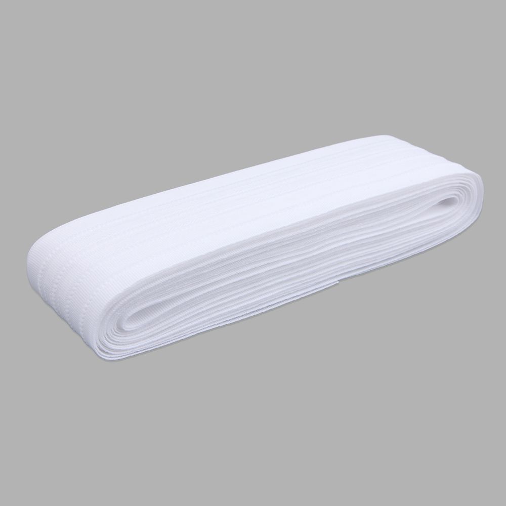 Лента (тесьма) шторная: сборка параллельная (1:2) 60 мм / 10 метров, (2 ряда петель, 4 шнура), белый, (607)