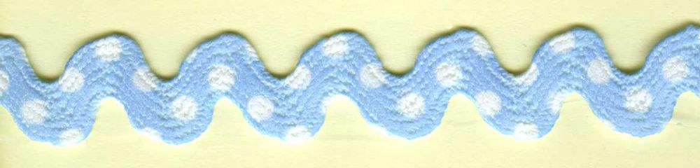 Тесьма вьюнчик 15 мм, голубой в белый горошек, 25 м, Matsa