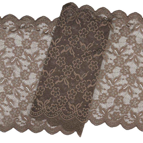 Кружево бельевое эластичное 400 мм / 13.72 м, цв. C072 шиншилла