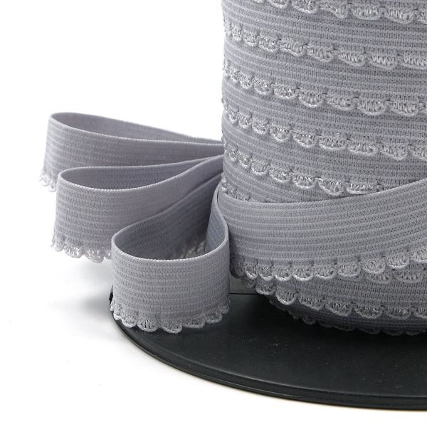 Резинка бельевая (ажурная) 15.0 мм / 50 метров, св.серый, 0315/59