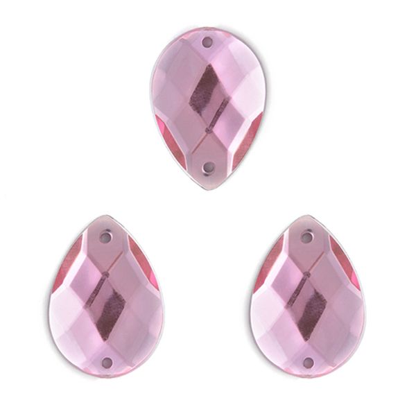 Стразы пришивные акриловые 18x25 мм капля цв.04 розовый, уп.50 шт