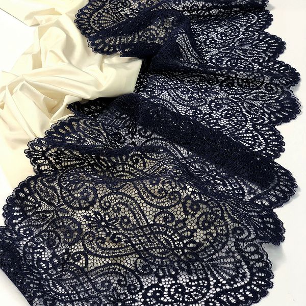 Кружево бельевое эластичное 225 мм / 120 м, 40992 цв.L061 т.синий, Kruzhevo